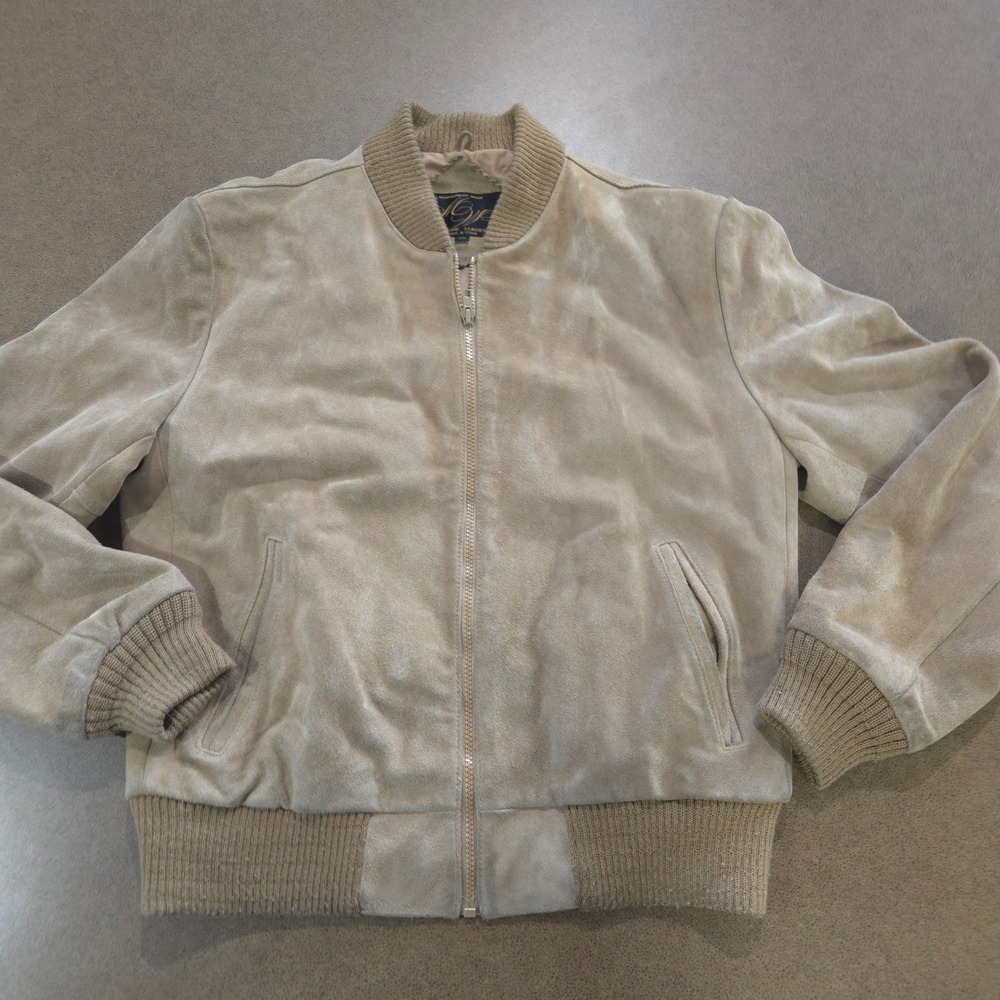 Montgomery Ward Suede Bomber Jacket 42 Mens Tan Vintage Leather Zip Up Coat
